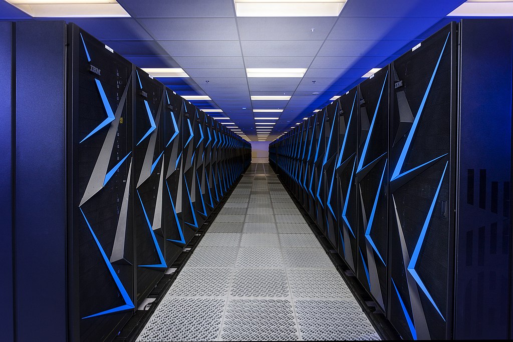 A picture is showing supercomputers