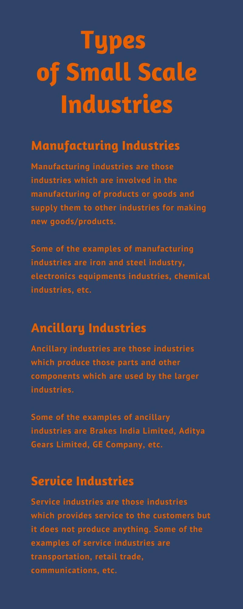 Types of Small Scale Industries