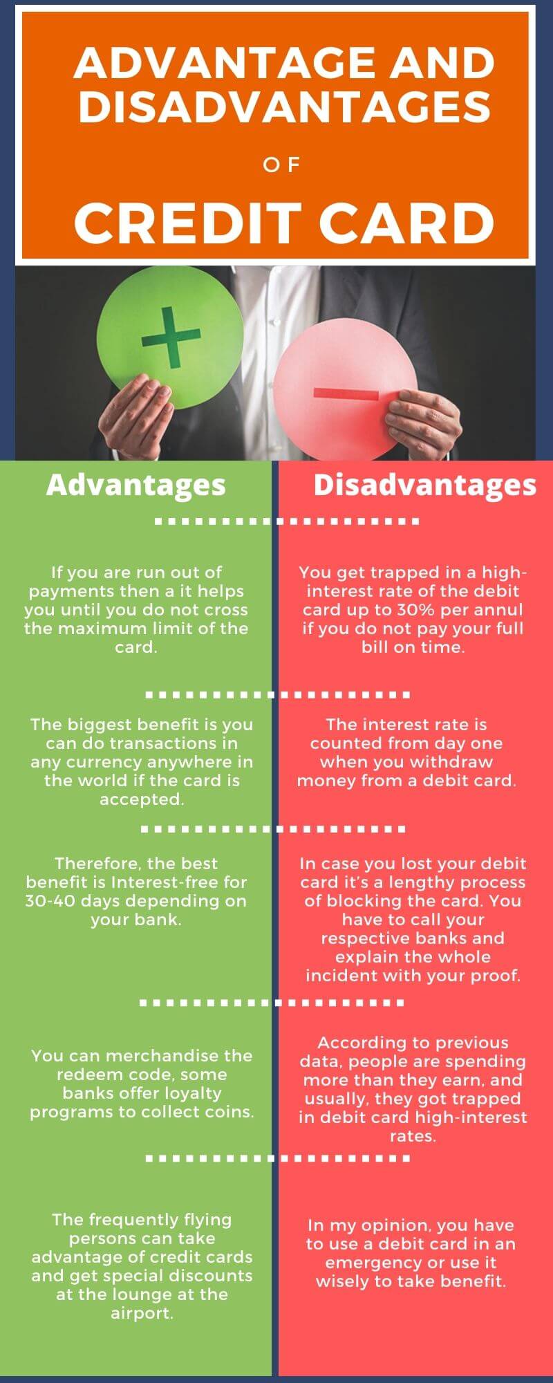 Advantage and Disadvantages of credit card