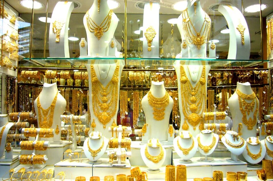 some jewellary in gold souk shops