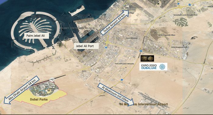 A Map of Expo 2020 Dubai location