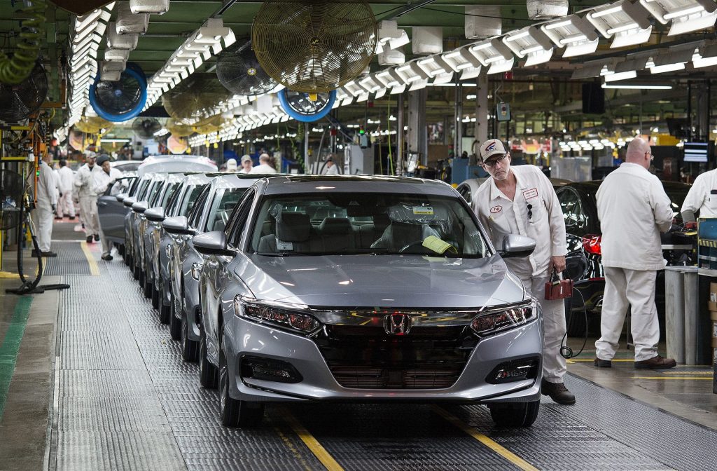 Honda cars in production line