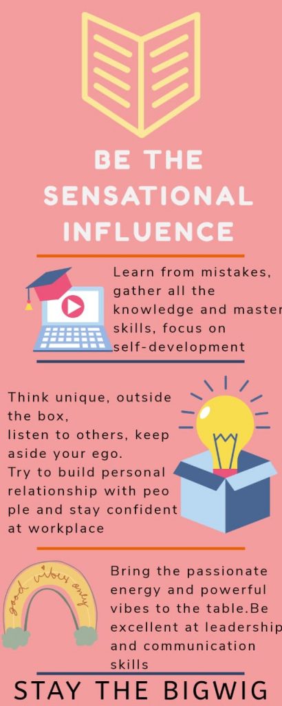 A chart showing the steps to be an sensational influencer