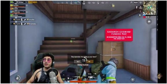 The image shows an Indian Youtuber live Streaming a game.