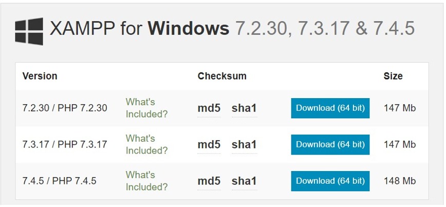 Xampp download Windows