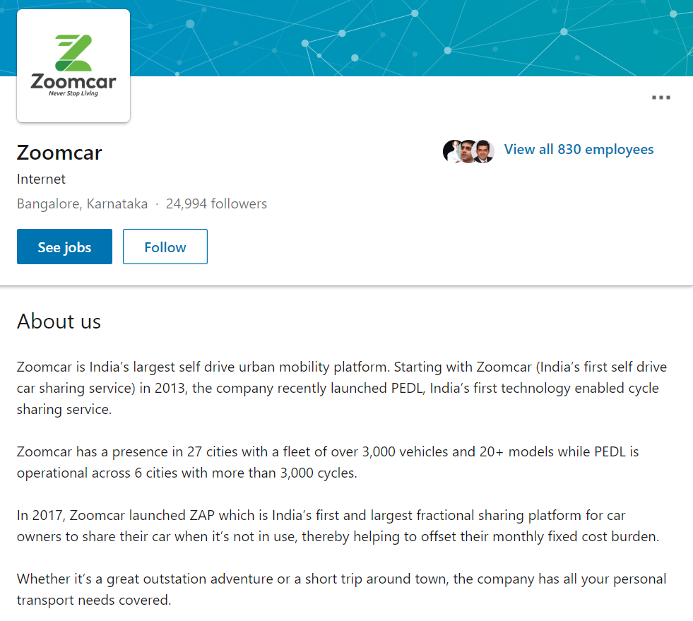 ZoomCar-LinkedIn-Profile