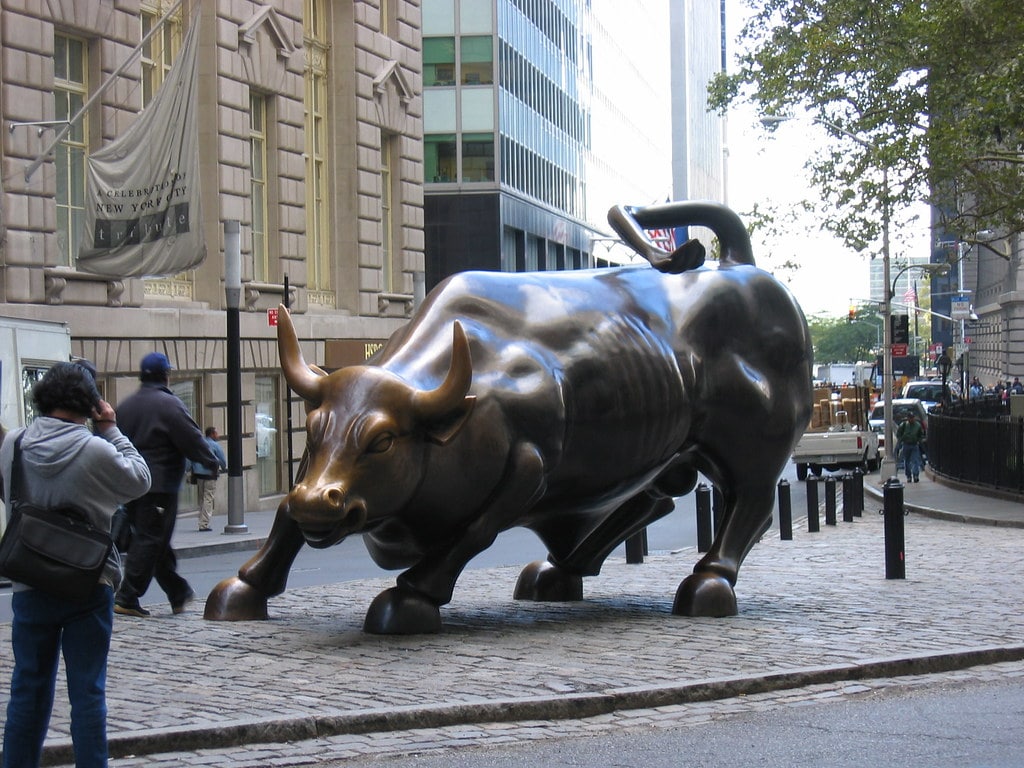A bull statue on Wall Street signifying Bull Market