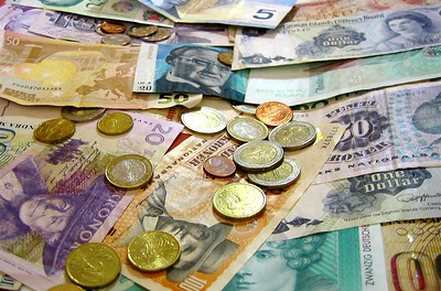 foreign currency and coins