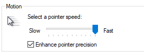 change cursor pointer speed settings