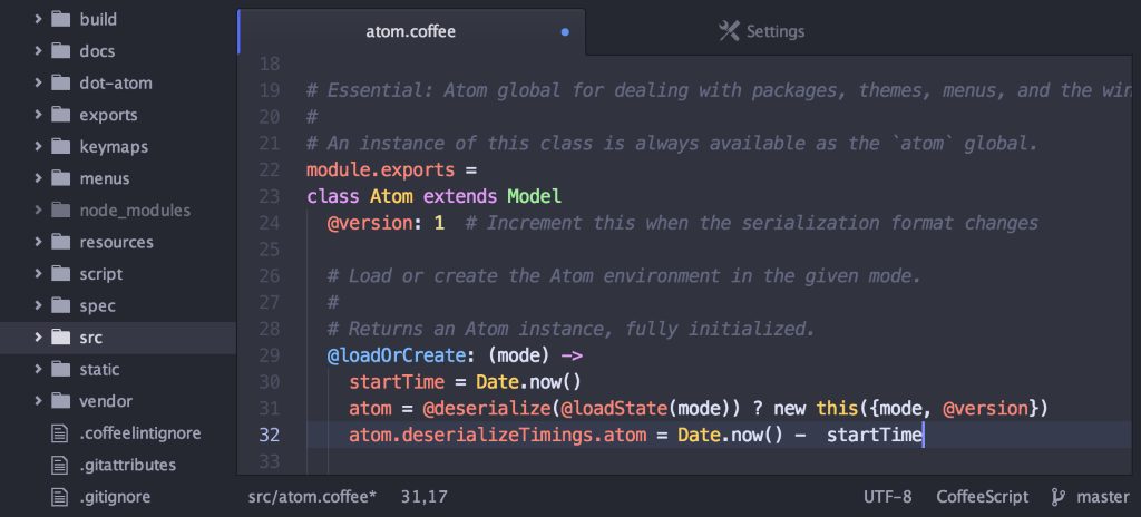 Atom code editor