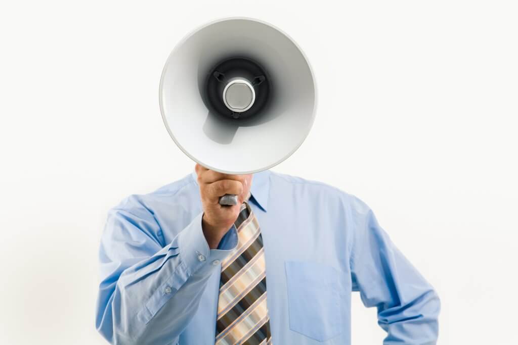 marketer communicate with a megaphone.