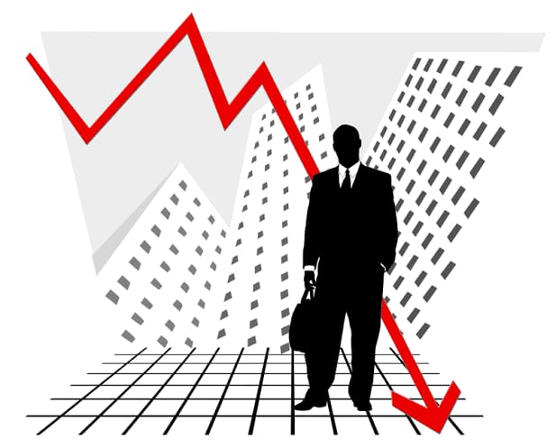 decline graph with businessman image