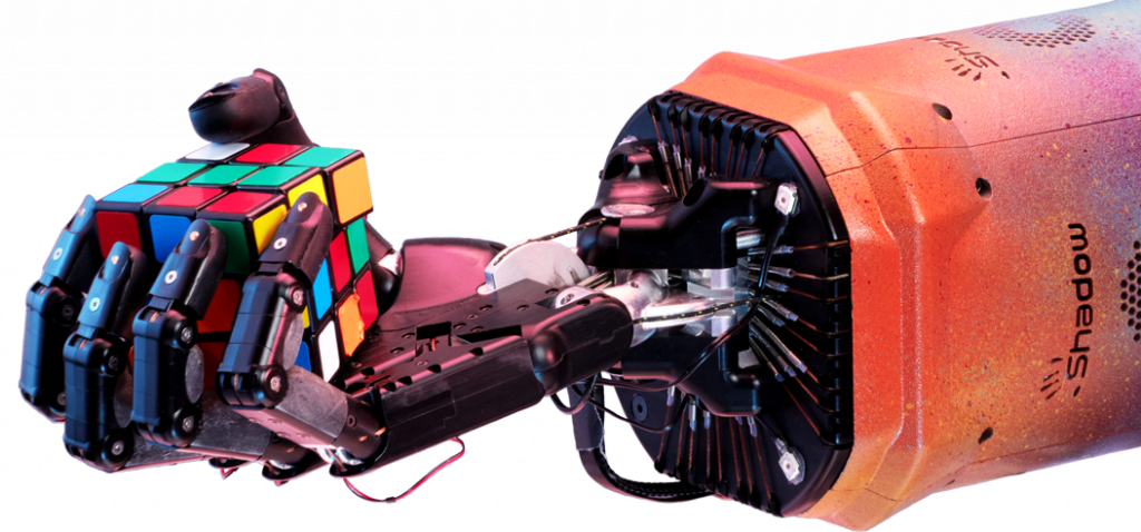 robotic hand with rubik's cube