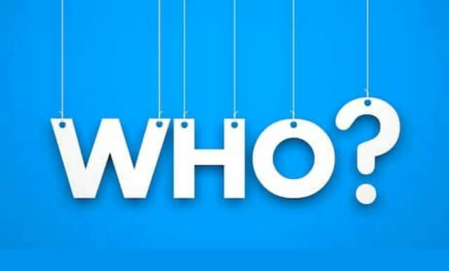 written who with blue background