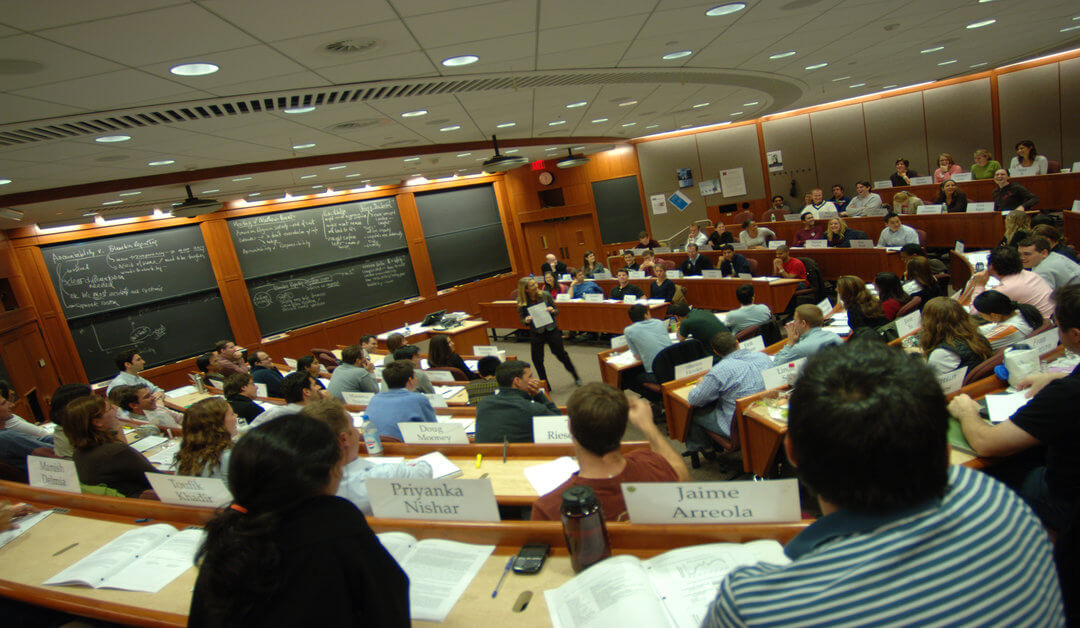 students sitting in a business school classroom