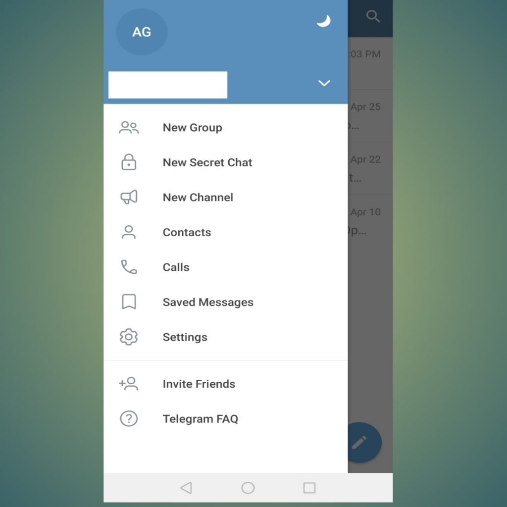 Telegram menu bar