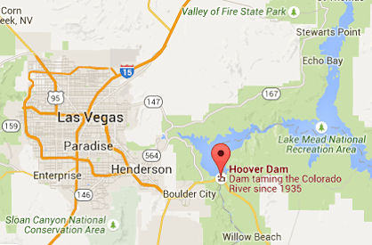 hoover dam location map