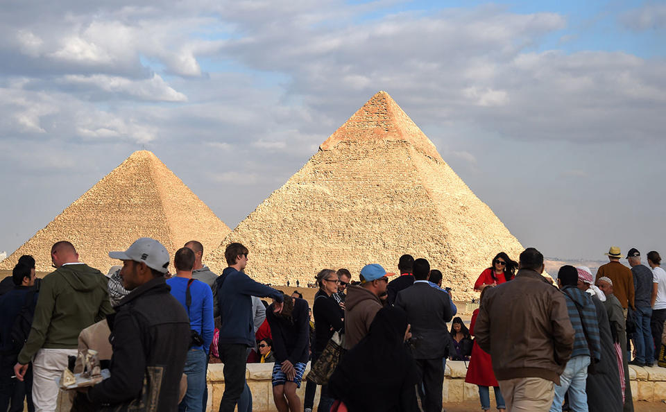 visiters at great pyramid of giza