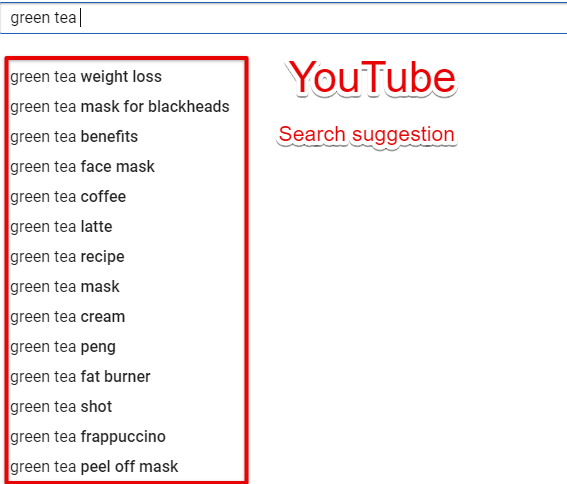 youtube search suggestions