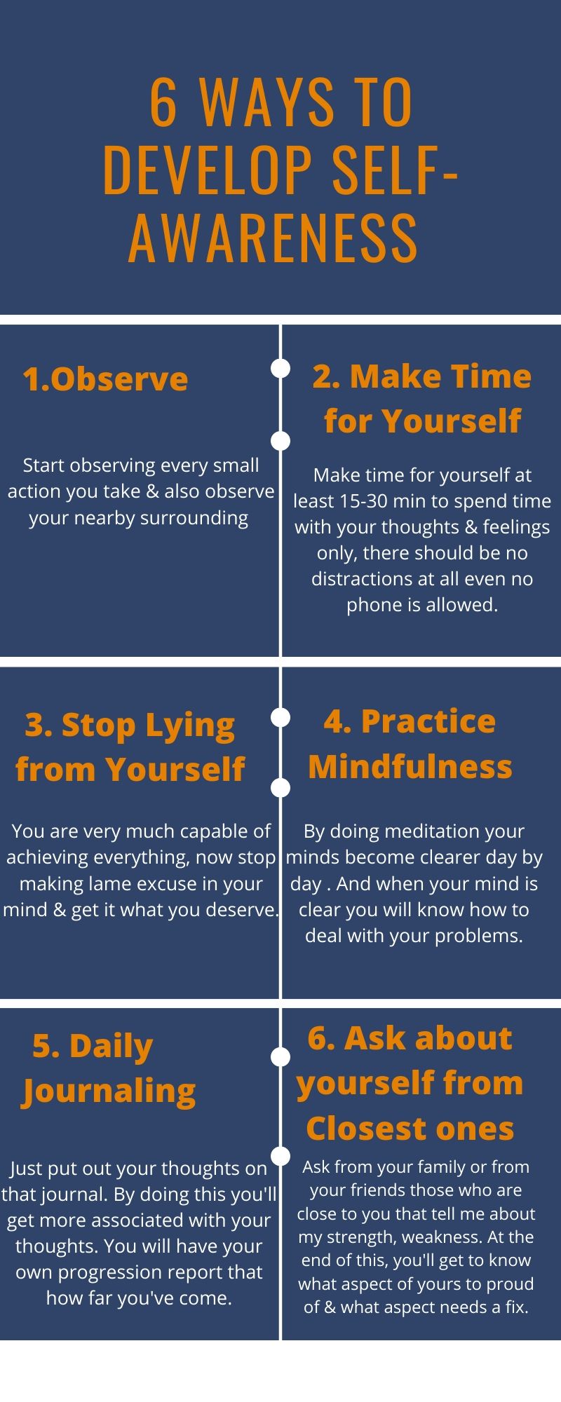 6 ways to develop self awareness infographics
