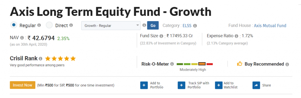 described about the axis long term equity fund as it belongs to elss fund.