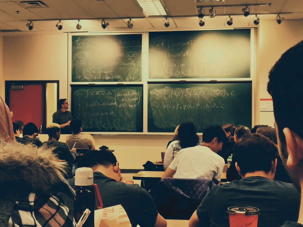 students studying in a business school