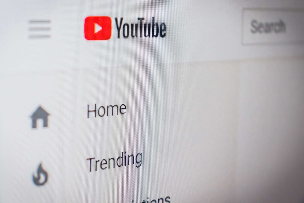 youtube home screen overview with logo
