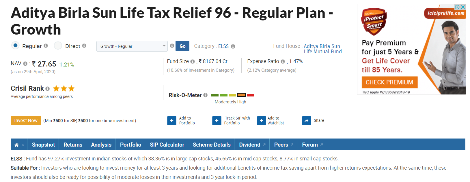 given the example of elss tax saving fund which is one of the best type of mutual fund to invest.